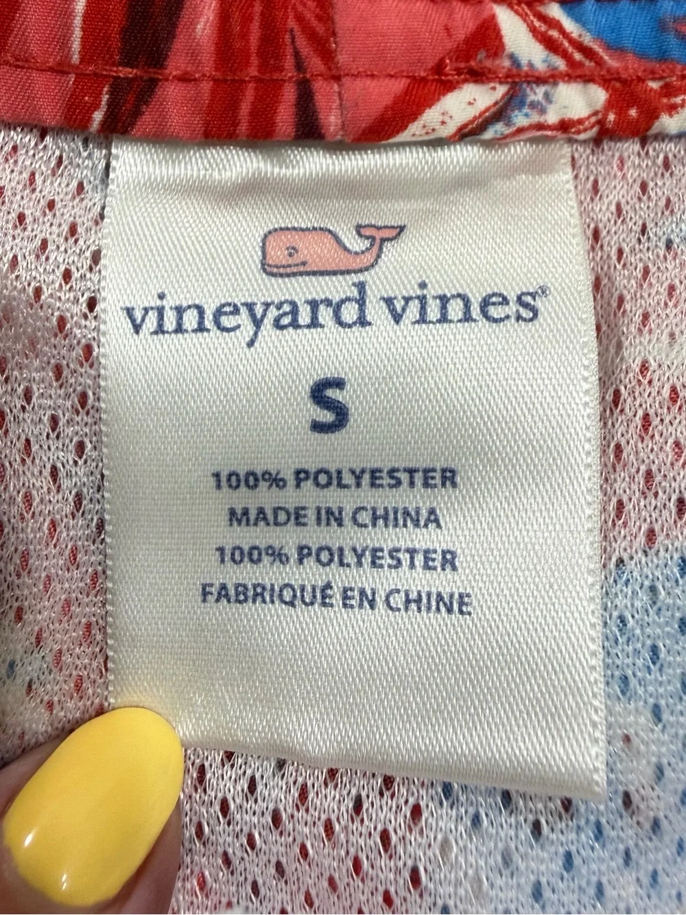 Vineyard Vines Chappy Fish Print Swim Trunks S Red